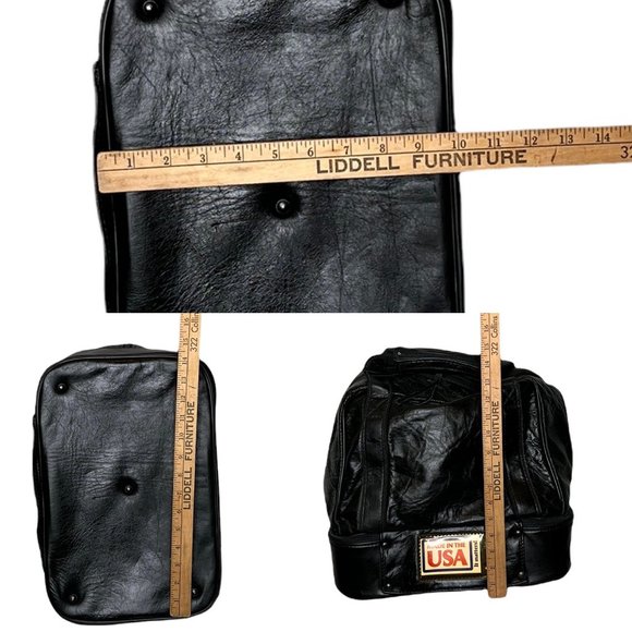 Belding Sports Vintage 1970's Custom Grain Black Leather Golf Gym Tote Bag - Picture 12 of 13